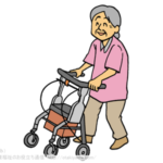 シルバーカー歩行・散歩の高齢者女性おばあちゃんのイラスト