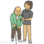 T字杖歩行練習を腋窩介助