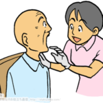 介護の口腔ケア・歯磨き・入れ歯の装着のイラスト