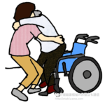 車椅子からベッドへの移乗介助・トランスファーのイラスト・画像