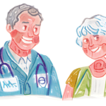 医師とおばあちゃんが笑顔で並んでいるイラスト
