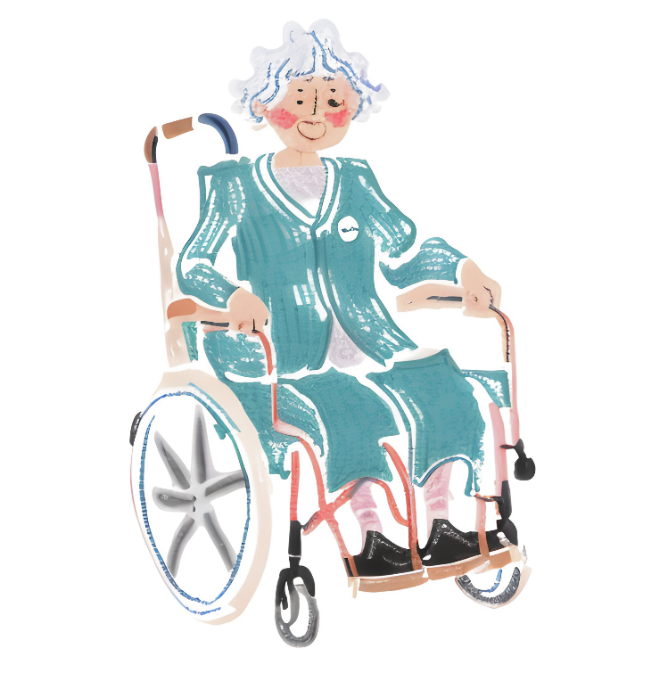 車椅子の高齢者のフリー素材イラスト