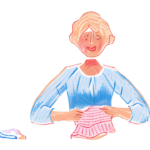 手芸をするおばあちゃんのイラスト