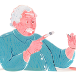 タバコを吸うおじいさんのイラスト