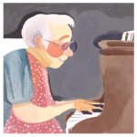 ピアノを弾く高齢者のイラスト・フリー素材