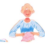 手芸をするおばあちゃんのイラスト