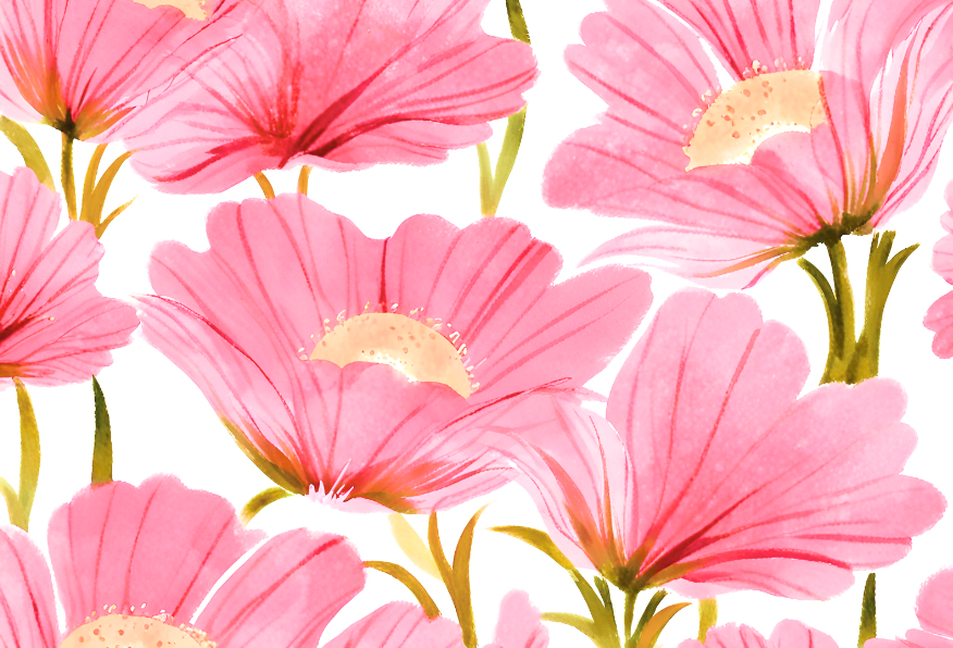 コスモスの花のイラスト・フリー素材