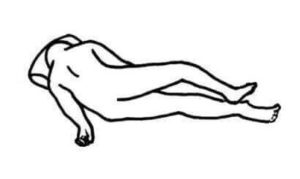 半腹臥位（はんふくがい）のイラスト図