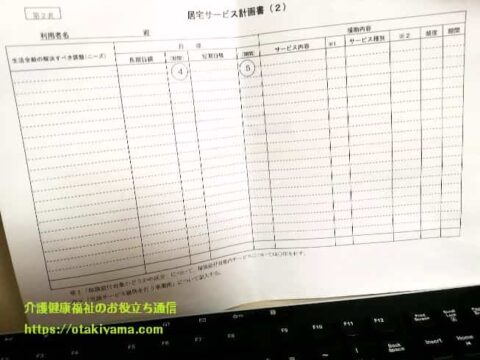 ケアプラン第２表・第３表