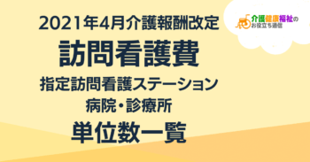 訪問看護費 単位数一覧 <2021年4月介護報酬改定後>