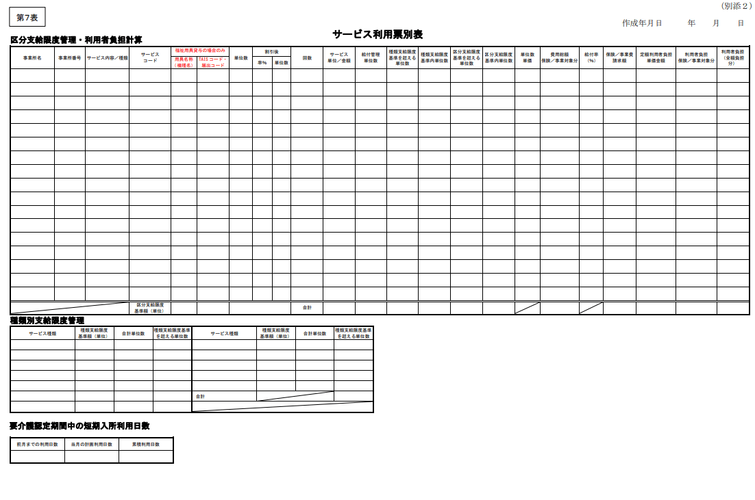 2025年4月からのサービス利用票様式