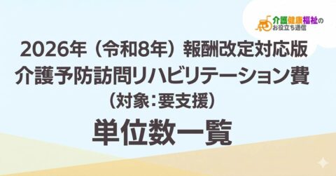 【最新】介護予防訪問リハビリテーション費 単位数一覧 ＜2026年・2024年介護報酬改定対応＞