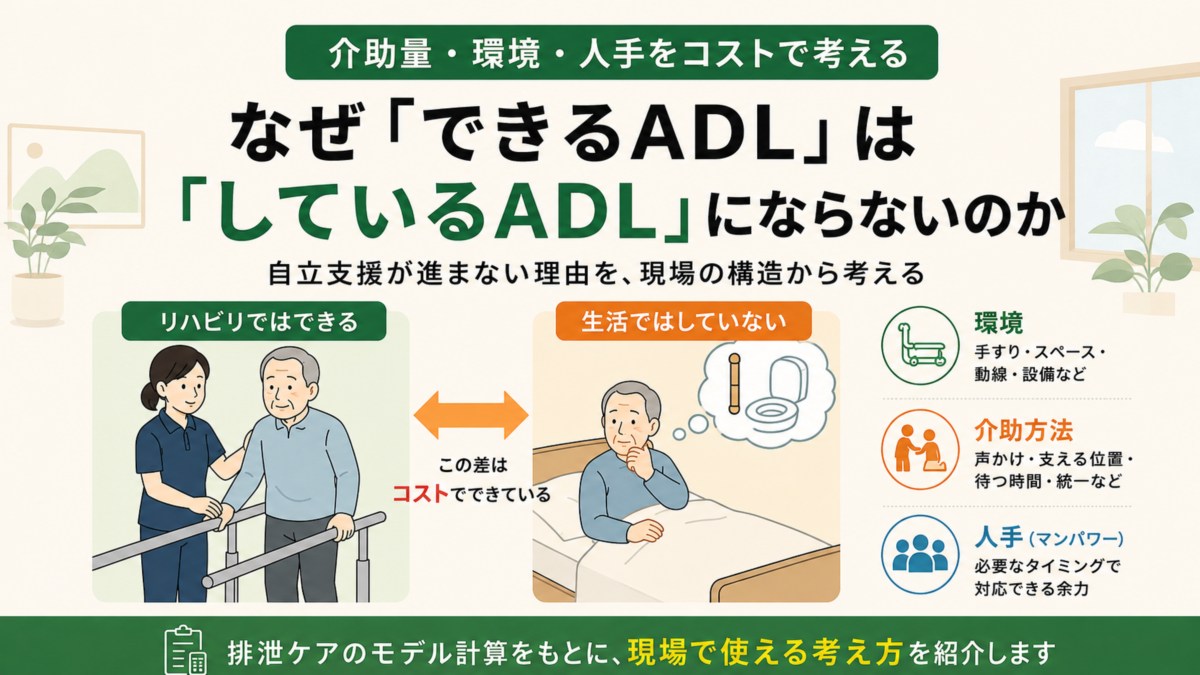 なぜ「できるADL」は「しているADL」にならないのか｜介助量・環境・人手をコストで考える