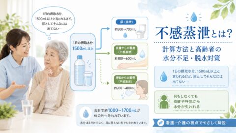 不感蒸泄とは?計算方法と高齢者の水分不足・脱水対策|看護・介護の視点から