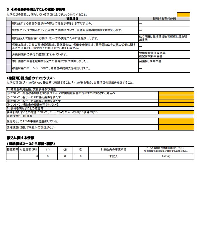 別紙様式２－１（処遇改善加算対象サービス　総括表）