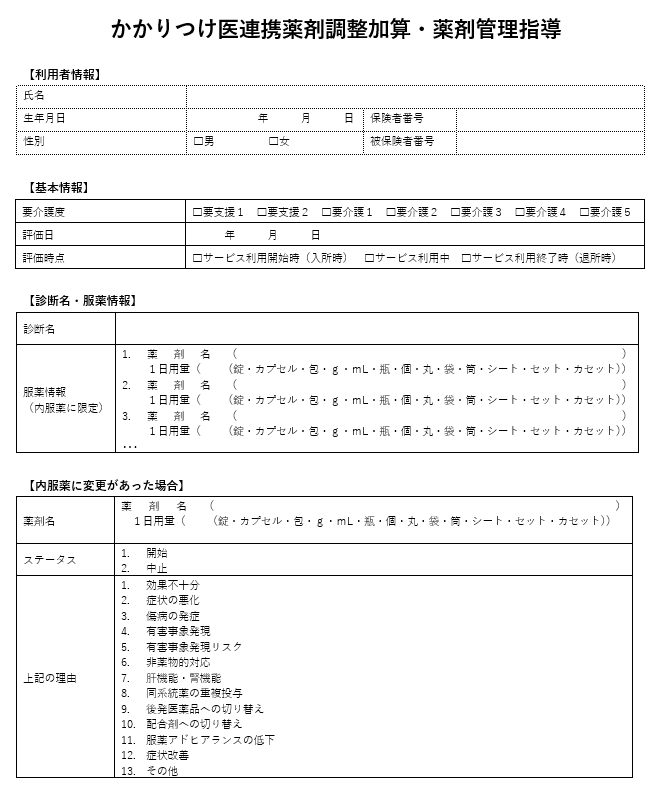 かかりつけ医連携薬剤調整加算・薬剤管理指導